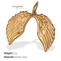 Poliertes 18K vergoldetes Edelstahl Engelsflügel-Anhänger, 16,3mm breit, 2,2g Gewicht - Gold Engelsflügel Stil (PJ503G)