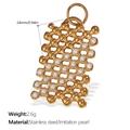 18K vergoldeter Edelstahl-Netzanhänger mit weißen Perlenimitaten und Kristallen - Gold Weiß Perle Gitter Stil (PJ511WEG)