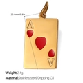 18K vergoldeter Edelstahl Herz-Spielkarten Anhänger mit roter Emaille Einlage - Gold Rot Emaille Poker Stil (PJ512RDG)