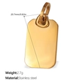 Goldener rechteckiger Edelstahl-Anhänger mit Verschluss, 20,7 mm lang und 2,7 g schwer - Gold Rechteck Stil (PJ513G)