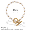 Bracelet en perles d'eau douce avec perles dorées en acier inoxydable et fermoir OT - 19cm / Bracelet Perles d'Eau Douce (SL232G)