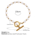 Bracelet asymétrique en perles d'eau douce avec perles dorées et fermoir OT 19cm - 19cm / Bracelet Perles d'Eau Douce (SL233G)