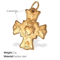 Kreuzanhänger mit Herz- und Taubenmotiv aus 18K vergoldetem Edelstahl-Finish - Gold Heilig-Herz Stil (PJ522G)