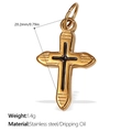 18K vergoldeter Edelstahl Kreuzanhänger mit schwarzem Öl-Inlay und feinem Kristall - Gold Schwarz Emaille Kreuz Stil (PJ524BKG)