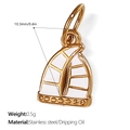 Minimalistischer Anhänger Segelboot aus 18K vergoldetem Edelstahl mit weißem Emaille-Dekor - Gold Weiß Emaille Segelboot Stil (PJ525WEG)