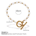 Pulsera minimalista de perlas de agua dulce y acero inoxidable con cierre OT dorado - Pulsera de Perlas de Agua Dulce (SL237G)