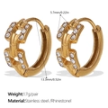 Orecchini a cerchio in acciaio placcati oro 18K con strass micro-pave - Stile a Maglia di Catena-Strass Bianco Oro (EH1113WEG)
