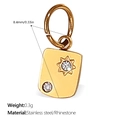 Goldener quadratischer Sonnenanhänger aus Edelstahl mit Strasssteinen, 8,4 mm - Gold Strass Stern Quadrat Stil (PJ526WEG)
