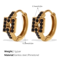 Orecchini a cerchio in acciaio placcato oro 18K con doppia fila di strass neri - Pavé a Doppia Fila-Strass Nero Oro (EH1114BKG)
