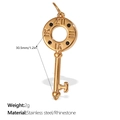 18K vergoldeter Edelstahl Schlüsselanhänger mit schwarzen Strasssteinen und Zahlen - Gold Schwarz Strass Römischer Schlüssel Stil (PJ527BKG)