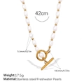 Collar de acero inoxidable dorado con perlas de agua dulce y cierre OT de 42 cm - Collar de Perlas de Agua Dulce (XL537WEG)