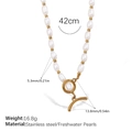 Collar asimétrico de perlas de agua dulce con cierre OT de acero y cuentas doradas - Collar de Perlas de Agua Dulce (XL539WEG)