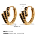 Orecchini geometrici in oro acciaio inossidabile con micro strass neri - Stile Zigzag-Strass Nero Oro (EH1115BKG)