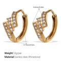 Orecchini a cerchio in acciaio inossidabile placcati oro 18K con strass bianchi - Stile Zigzag-Strass Bianco Oro (EH1115WEG)