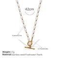 Collar minimalista de perlas de agua dulce y acero inoxidable con cierre OT dorado 18K - Collar de Perlas de Agua Dulce (XL541WEG)