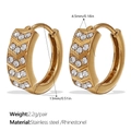 Orecchini a cerchio in acciaio placcati oro 18K con strass micro-incastonati - Layout a V-Strass Bianco Oro (EH1116WEG)