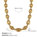 Gouden koffieboon schakelketting van roestvrij staal met 18k goud finish 40cm - Gouden Halsketting (XL13G)