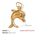 Pendentif dauphin doré en acier inoxydable avec design creux double face, poids 0,5g - Pendentif Dauphin Creux Double Face (PJ264G)