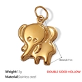 Pendentif éléphant doré en acier inoxydable avec design creux double face - Pendentif Éléphant Creux Double Face (PJ266G)