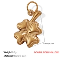 Pendentif trèfle à quatre feuilles en acier inoxydable doré avec design ajouré - Pendentif Trèfle Creux Double Face (PJ269G)