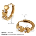 Boucles d'oreilles cœur dorées en acier inoxydable avec strass micro-sertis - Style Créole Cœur Strass Blanc (EH1143WEG) / Or
