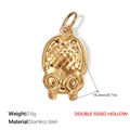 Pendentif dauphin soleil en acier inoxydable doré, ajouré double face, poids 0,8g - Pendentif Motif Volute Creux Double Face (PJ272G)