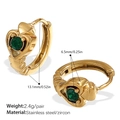 Boucles d'oreilles cœur dorées avec zircon vert et mesures de taille précises - Style Créole Cœur Zirconium Vert (EH1144GNG) / Or