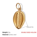 Pendentif football américain évidé en acier inoxydable doré pesant 0,8g et 18,4mm - Pendentif Rugby Creux Double Face (PJ273G)