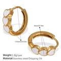 Boucles d'oreilles créoles dorées en acier inoxydable avec cœurs en émail blanc - Style Créole Cœur Émail Blanc (EH1145WEG) / Or