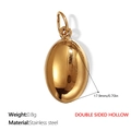 Pendentif ovale en acier doré au design creux double face, taille de 17,9 mm - Pendentif Ovale Creux Double Face (PJ274G)