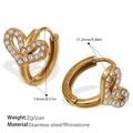 Créoles en cœur dorées en acier inoxydable ornées de strass brillants pour femme - Style Cœur Pavé Strass Blanc (EH1148WEG) / Or
