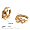Boucles d'oreilles créoles dorées en acier inoxydable avec double cœur et strass - Style Double Cœur Strass Blanc (EH1149WEG) / Or