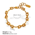 Roestvrijstalen golfschakelarmband met 18k gouden afwerking en Lucky-bedeltje - Gouden Armband (SL89G)