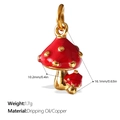Cute red mushroom pendant charm in gold-plated copper with colorful enamel droplets - Double Red Mushroom Style(PJ599RDG)