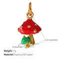 DIY mushroom pendant in red and green enamel on gold copper for charm bracelets - Red Mushroom with Green Base Style(PJ600CRG)