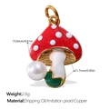 Enamel mushroom pendant charm with red polka dots and gold clip for jewelry making - Pearl Red Mushroom Style(PJ602CRG)