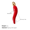 Charming red chili pepper pendant charm with gold ring and enamel dripping oil finish - Curved Red Chili Style(PJ609RDG)