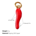 3D red chili pepper pendant in red enamel and copper for DIY jewelry making - Thick Red Chili Style(PJ611RDG)