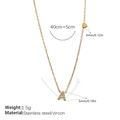Gold plated stainless steel necklace featuring a zircon A pendant and heart charm - Letter A Style (XL543WEGA)