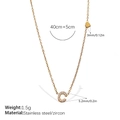 18K gold plated stainless steel necklace featuring a zircon-inlaid letter C and heart charm - Letter C Style (XL543WEGC)