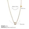 Gold stainless steel letter D necklace with zircon pendant and heart charm detail - Letter D Style (XL543WEGD)