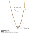 18K gold plated stainless steel letter F necklace with cubic zirconia and heart charm - Letter F Style (XL543WEGF)