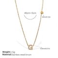 18K gold plated stainless steel G letter necklace with zircon heart charm detail - Letter G Style (XL543WEGG)