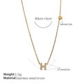 18K gold plated stainless steel H-letter pendant necklace with zircon and heart charm - Letter H Style (XL543WEGH)