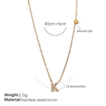 Gold stainless steel necklace with zircon K initial pendant and small heart detail - Letter K Style (XL543WEGK)