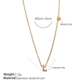 Gold stainless steel chain necklace featuring a zircon paved letter L and tiny heart - Letter L Style (XL543WEGL)
