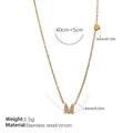 18K gold plated stainless steel initial M necklace with cubic zirconia and heart charm - Letter M Style (XL543WEGM)