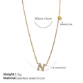 18K gold plated stainless steel N letter necklace with zircon and heart charm - Letter N Style (XL543WEGN)