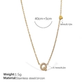 18K gold plated stainless steel necklace with zircon initial Q and small heart charm - Letter Q Style (XL543WEGQ)