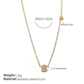 Gold stainless steel S-letter necklace with zircon pendant and heart charm, 40+5cm length - Letter S Style (XL543WEGS)